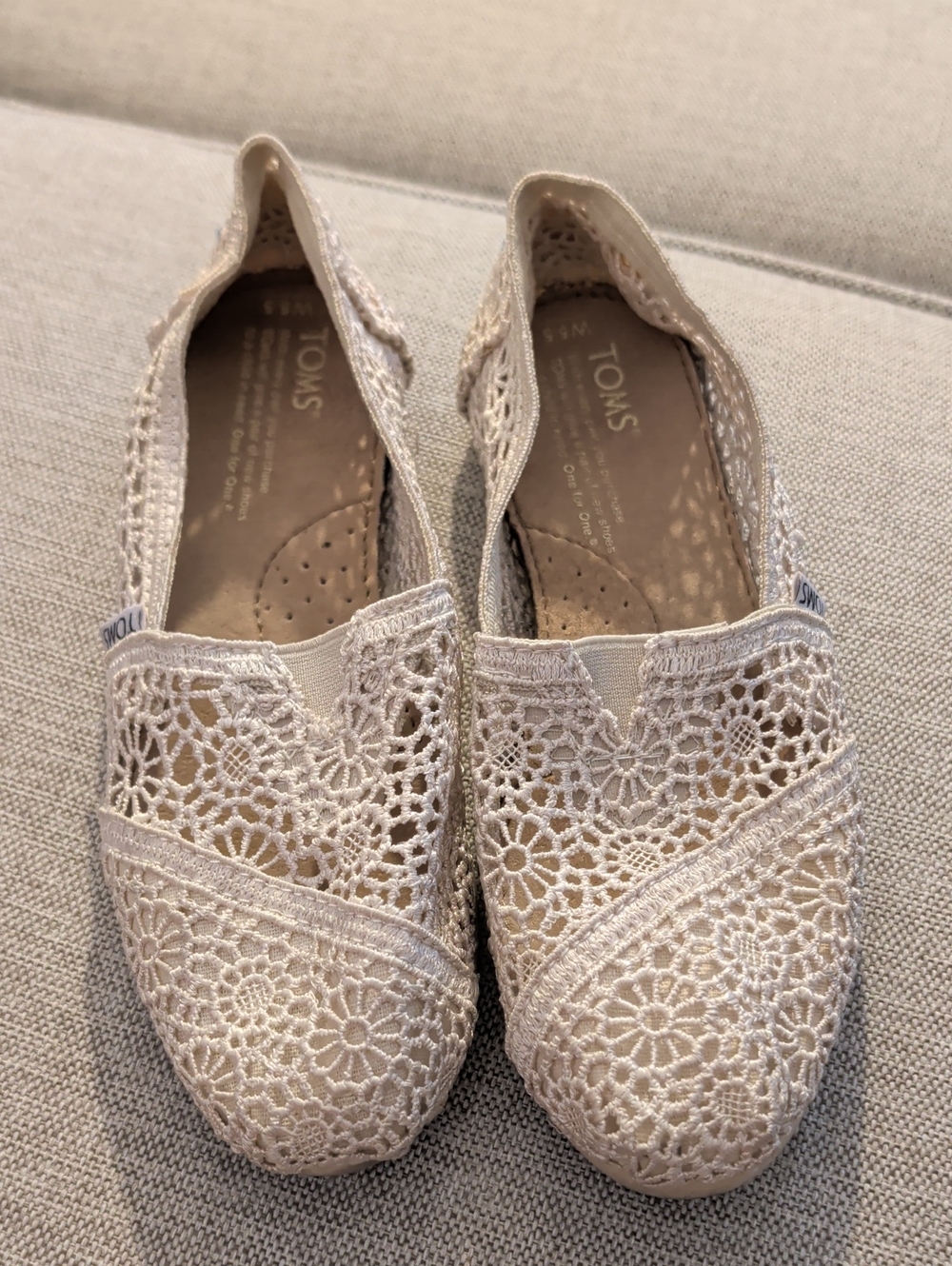 TOMS Women's Crochet Slip-On Flats in Cream